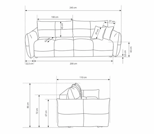Sofa Bode z funkcją spania szara Wind 89