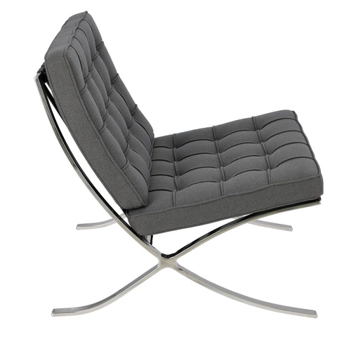 Fotel wypoczynkowy BA1 inspirowany Barcelona do salonu glamour tkanina antracyt chrom