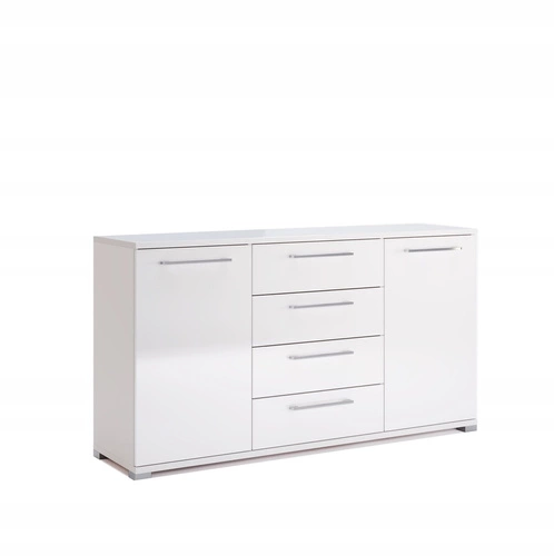 Komoda Flory biała połysk 150 cm z szufladami nowoczesna do salonu Intesi