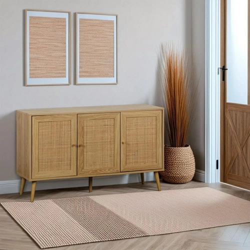 Komoda Ballo drewniana boho z rattanowymi frontami na nóżkach 115 cm do salonu Intesi