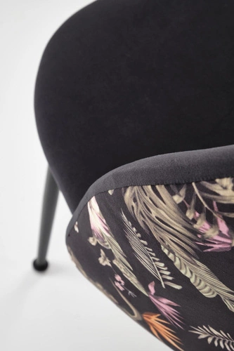 Krzesło tapicerowane welurowe Sarah czarne do jadalni nowoczesne na metalowych nogach Intesi