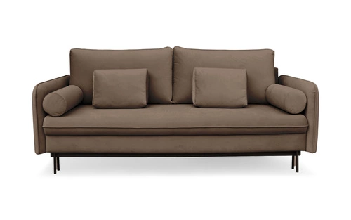 Sofa rozkładana Diana brązowa z funkcją spania i pojemnikiem do salonu nowoczesna 3 osobowa