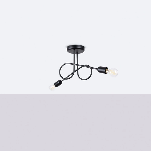 Żyrandol LOOP 2 czarny minimalistyczny do salonu i sypialni metalowy SOLLUX LIGHTING