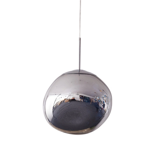 Lampa wisząca kula GLAM M nowoczesna srebrna 28 cm do salonu i nad stół
