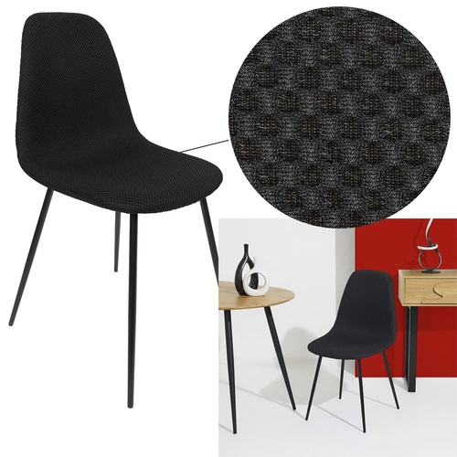 Krzesło tapicerowane Pori czarne Intesi nowoczesne do jadalni i kuchni na metalowych nogach