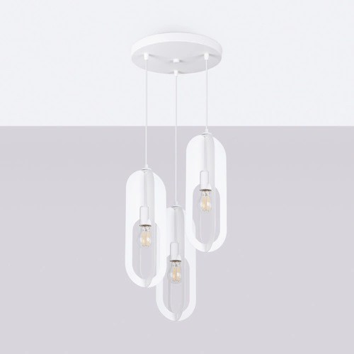 Nowoczesna lampa wisząca NICUS 3P biała do salonu i jadalni potrójna metalowa