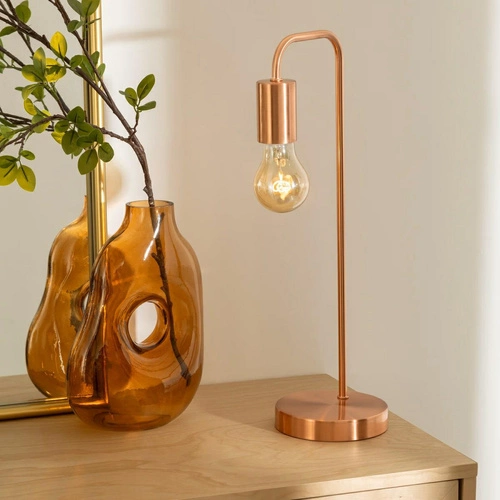 Lampka nocna Keli miedziana metalowa nowoczesna do sypialni i na biurko Atmosphera 45 cm