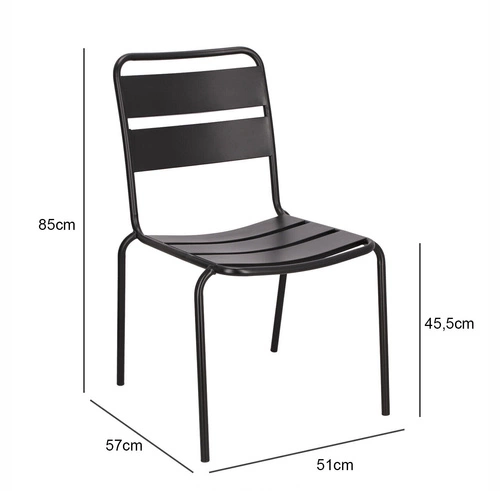 Krzesło metalowe Barco czarne nowoczesne do kuchni i ogrodu łatwe w czyszczeniu Intesi