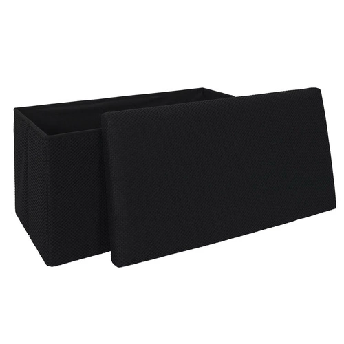 Pufa składana ze schowkiem Velse Atom czarna prostokątna nowoczesna do przedpokoju Intesi