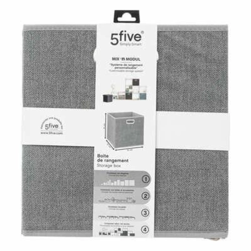 Pudełko materiałowe do regału 31x31 cm szare jasne z metalowym uchwytem 5five simply smart