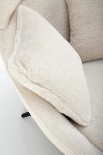 Fotel wypoczynkowy Gloris Intesi do salonu nowoczesny kremowy pluszowy z poduszkami