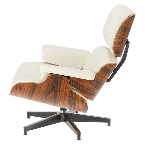 Fotel wypoczynkowy Vip skórzany biały obrotowy nowoczesny do salonu inspirowany Lounge Chair