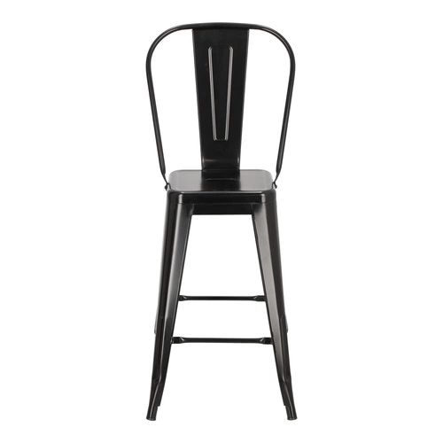 Hoker Paris Back 66 cm czarny metalowy z oparciem do wyspy kuchennej inspirowany Tolix D2.DESIGN