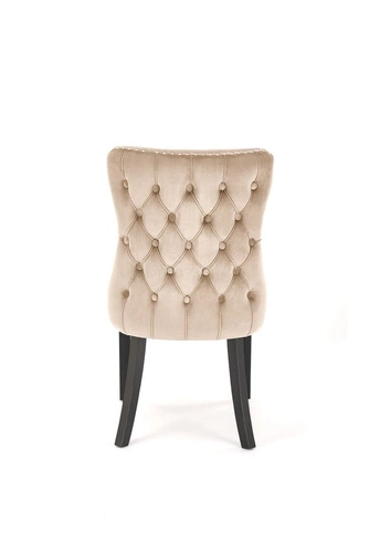 Krzesło Iridionne Velvet beżowe tapicerowane welur do jadalni nowoczesne na czarnych nogach