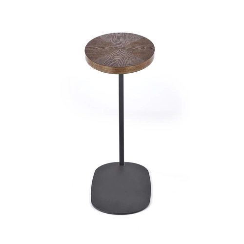 Stolik kawowy Omin nowoczesny owalny orzechowy czarny metalowy do salonu Intesi 58 cm