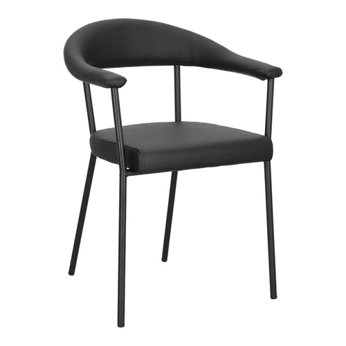 Krzesło tapicerowane Ava Actona do jadalni i salonu czarne ekoskóra z podłokietnikami industrialne
