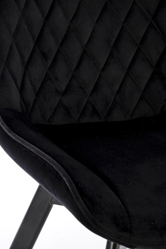 Krzesło tapicerowane welurowe Veroniq czarne obrotowe do salonu i jadalni nowoczesne Intesi