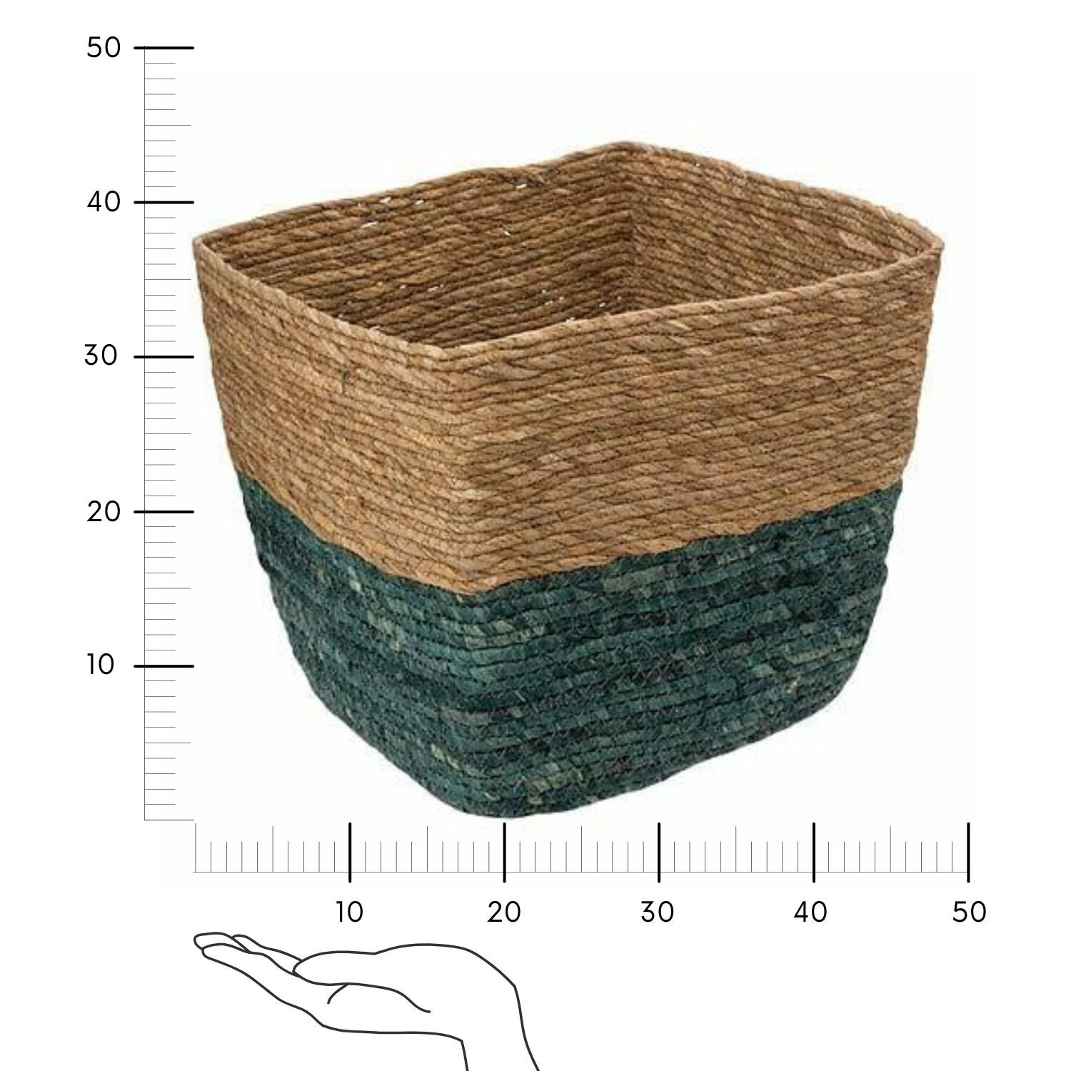 Kosz kwadratowy naturalny/morski 31x31cm