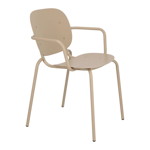 Krzesło metalowe Si-Si Arm SCAB Design beżowe z podłokietnikami do ogrodu i tarasu