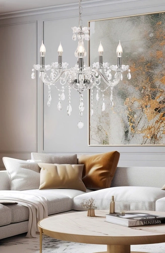 Lampa wisząca Cristallo nowoczesna chromowana do salonu i sypialni szklana 56 cm