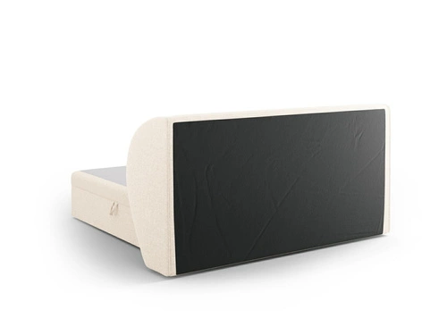 Łóżko tapicerowane Miley beżowe 180x200 z pojemnikiem, nowoczesne glamour do sypialni