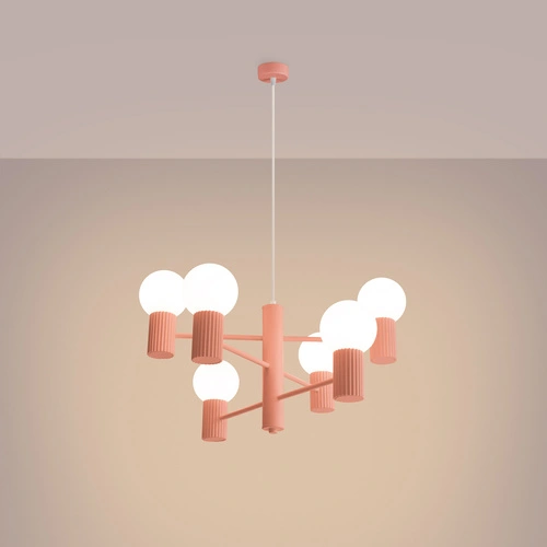 Nowoczesny żyrandol HALO 6 brzoskwiniowy lampa sufitowa do salonu i jadalni