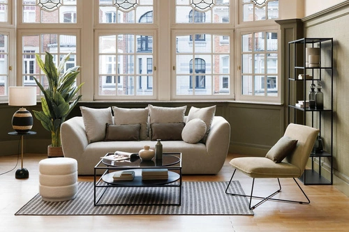 Stolik kawowy okrągły Nema Atmosphera marmurowy zielony glamour złoty do salonu