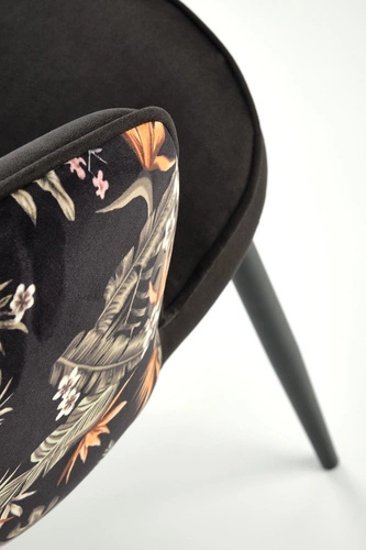 Krzesło do jadalni Sarah arm Intesi czarne tapicerowane welur z podłokietnikami nowoczesne