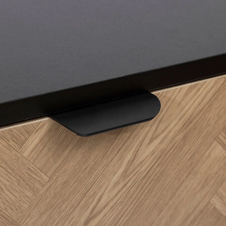 Komoda Chevrons nowoczesna loftowa z szufladami efekt drewna 80 cm do salonu Atmosphera
