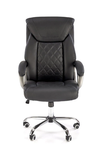 Fotel biurowy ergonomiczny Einar czarny skórzany obrotowy z podłokietnikami TILT do biura