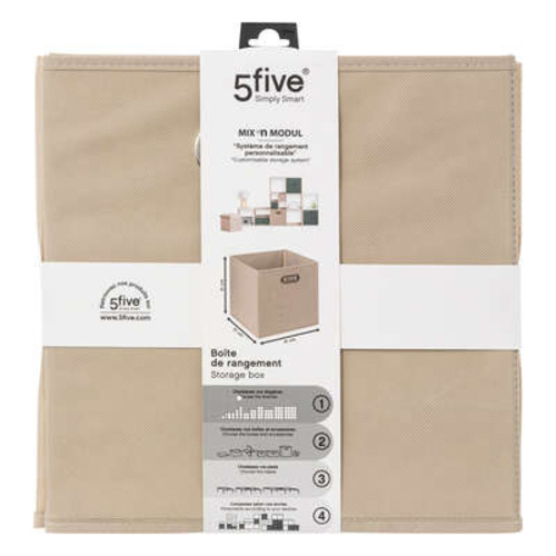 Pudełko materiałowe z uchwytem do regału 31x31 beżowe ciemne 5five simply smart