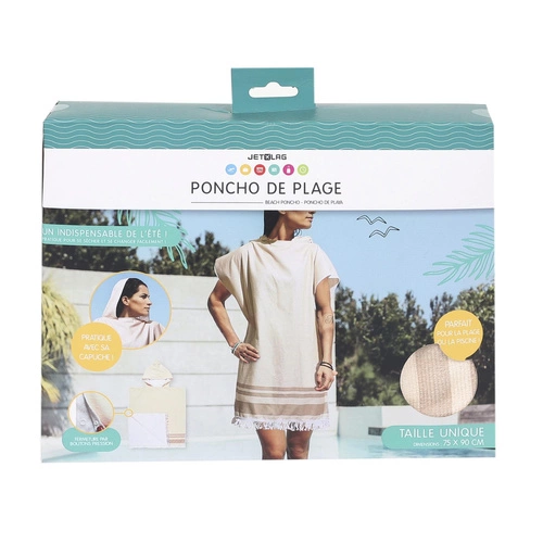 Ponczo Orongo ręcznikowe beżowe