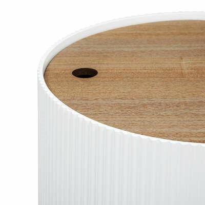 Okrągły stolik kawowy Enola S biały z ukrytym schowkiem nowoczesny do salonu Atmosphera