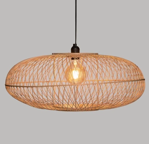 Lampa wisząca Loren bambusowa okrągła regulowana do salonu i nad stół 60cm boho