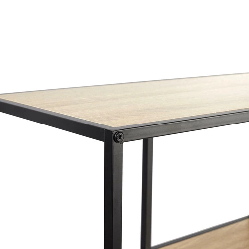 Regał na książki loftowy Loka IX metalowy czarny z półkami dąb do salonu Intesi 99 cm