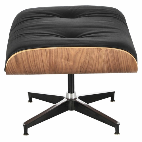 Fotel wypoczynkowy do salonu Vip Lounge Chair skórzany czarny z podnóżkiem nowoczesny