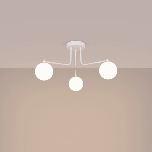 Żyrandol sufitowy ASTRAL 3 biała kula minimalistyczna do salonu i sypialni 62 cm