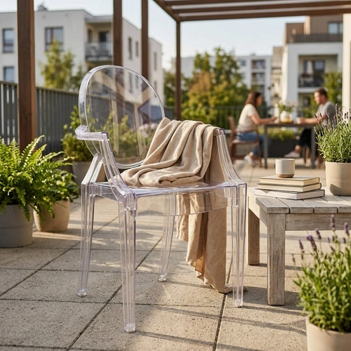 Krzesło do jadalni Royal transparentne inspirowane Louis Ghost sztaplowane nowoczesne