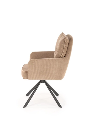 Fotel obrotowy Aldora cappuccino z tkaniny sztruksowej do biura i salonu nowoczesny