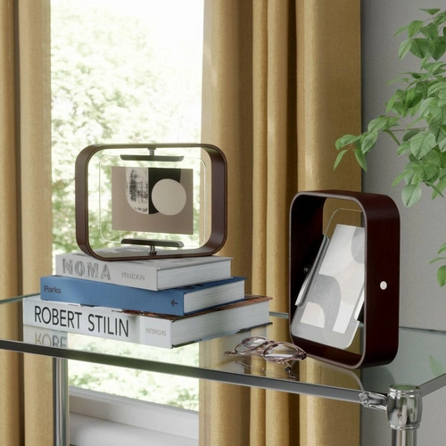 Ramka na zdjęcia 10x15 Bellwood orzechowa stojąca drewniana Umbra dwustronna