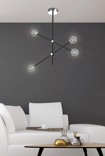 Lampa wisząca Paksos nowoczesna LED czarna szklana do salonu z regulacją 57 cm