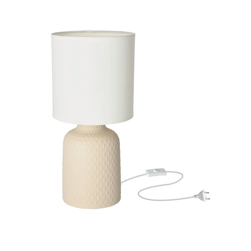 Lampka nocna do sypialni Iner beżowa ceramiczna z abażurem nowoczesna CANDELLUX 32 cm