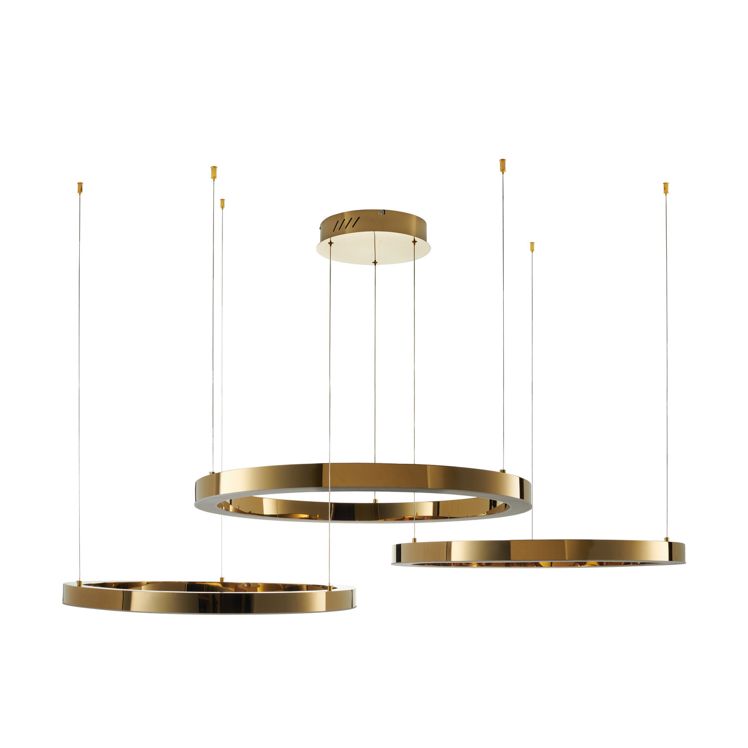 Lampa sufitowa LED CIRCLE złota nowoczesna 3 okręgi do salonu, kuchni i jadalni