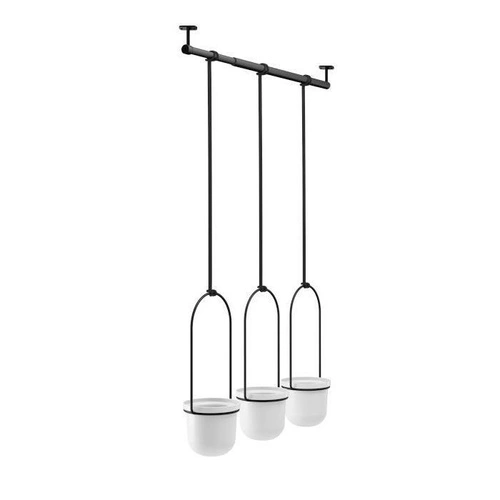 Zestaw doniczek wiszących Triflora Umbra na zioła do kuchni biały czarny regulowany