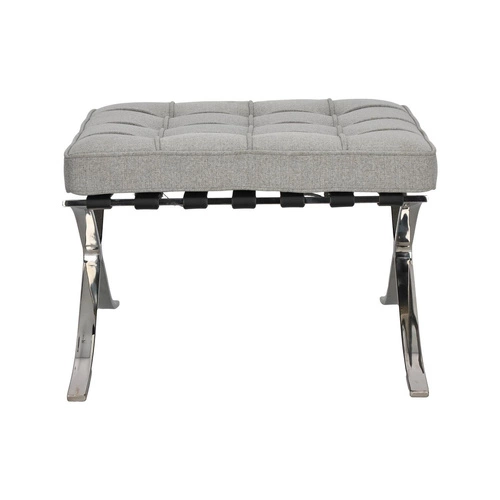 Podnóżek tapicerowany BA1 inspirowany Barcelona jasny szary do salonu nowoczesny D2.DESIGN