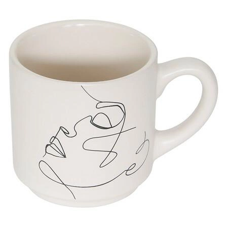 Zestaw 4 kubków ceramicznych Face 120ml do kawy ze stojakiem 5five simply smart