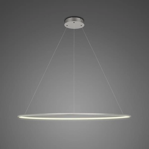Lampa sufitowa LED okrągła srebrna 100 cm regulowana No. 1 do salonu ALTAVOLA DESIGN