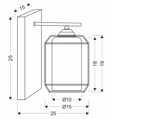 Kinkiet ścienny Jonera nowoczesny czarny z dymionym kloszem do salonu i sypialni 25 cm