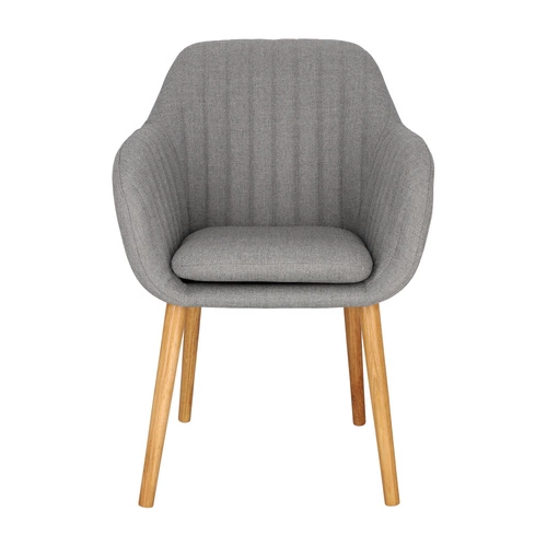 Krzesło tapicerowane Emilia szare z podłokietnikami do jadalni i salonu skandynawskie Actona