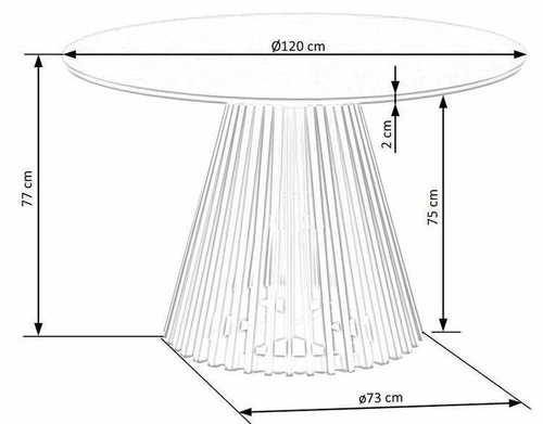 Stół okrągły do jadalni Tokyo 120 cm nowoczesny dąb naturalny na czarnej nodze Intesi